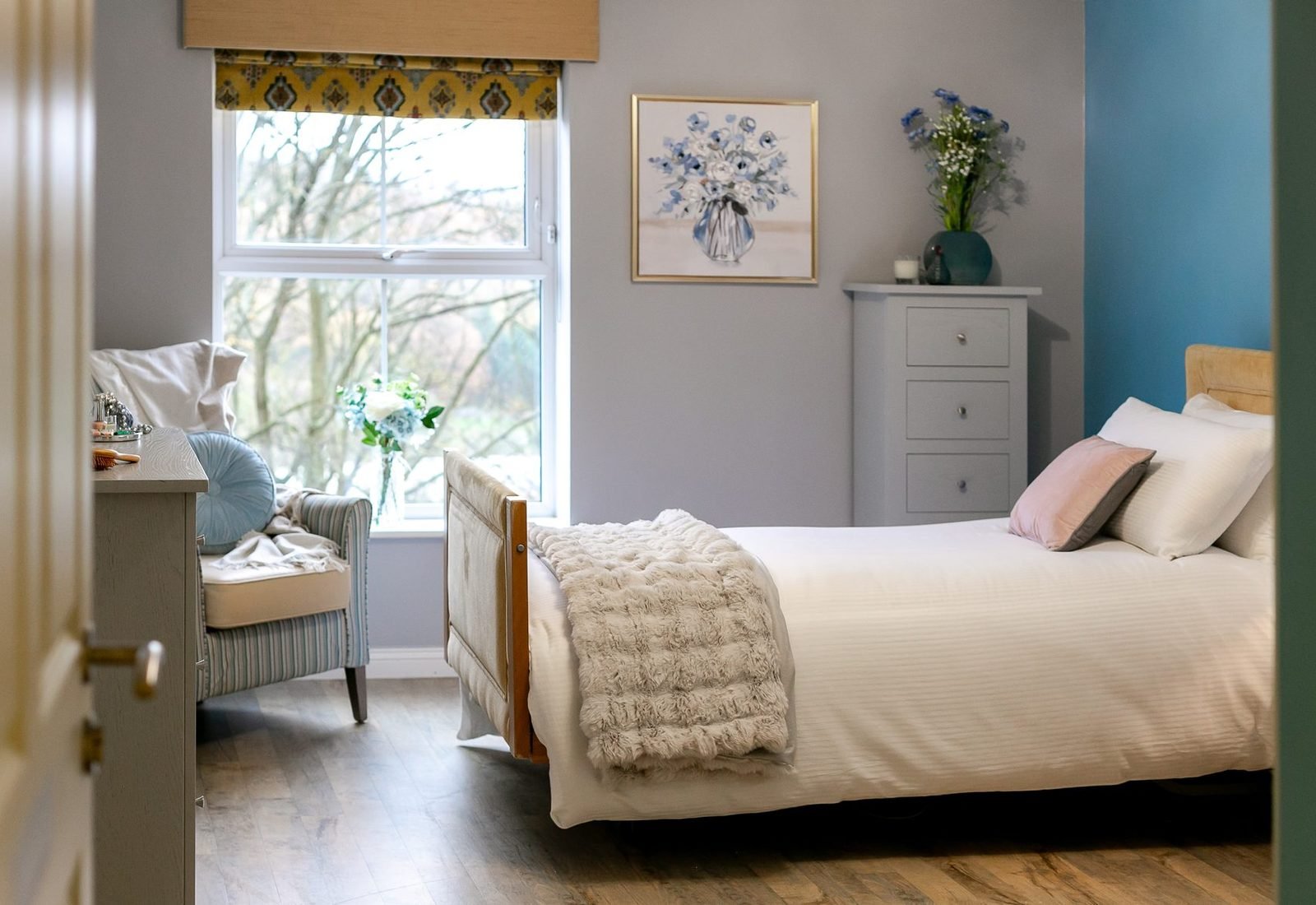 A bedroom at the luxury care home featured in the case study